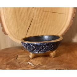 Hexen Dreifuß Räucherschale Keramik Schwarz/Gold