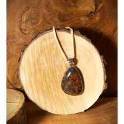 Pietersit- Edelstein- Anhänger in 925 Sterling Silber gefasst in harmonischer Form.