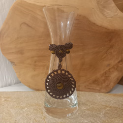 Magische kleine Glaskaraffe mit handgeknüpftem Makramee ✨ Unikat- Tigerauge