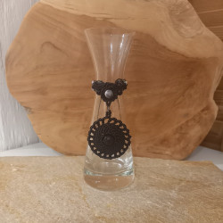 Magische kleine Glaskaraffe mit handgeknüpftem Makramee ✨ Unikat ✨Schwarzer Turmalin & Jaspis