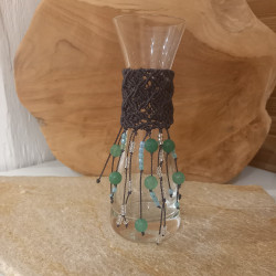Magische kleine Glaskaraffe mit handgeknüpftem Makramee ✨ Unikat ✨Grüner Aventurin