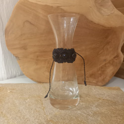 Magische kleine Glaskaraffe mit handgeknüpftem Makramee ✨ Unikat✨ Schwarzer Turmalin
