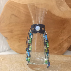 Magische kleine Glaskaraffe mit handgeknüpftem Makramee ✨ Opalit & Türkis &Glasperlen -Unikat