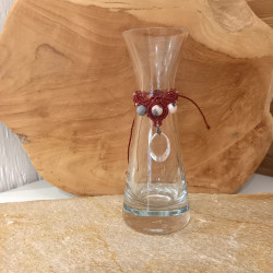 Magischer kleine Glaskaraffe mit handgeknüpftem Makramee ✨ Glasschliff Anhänger – Jaspis & Glasperlen -Unikat